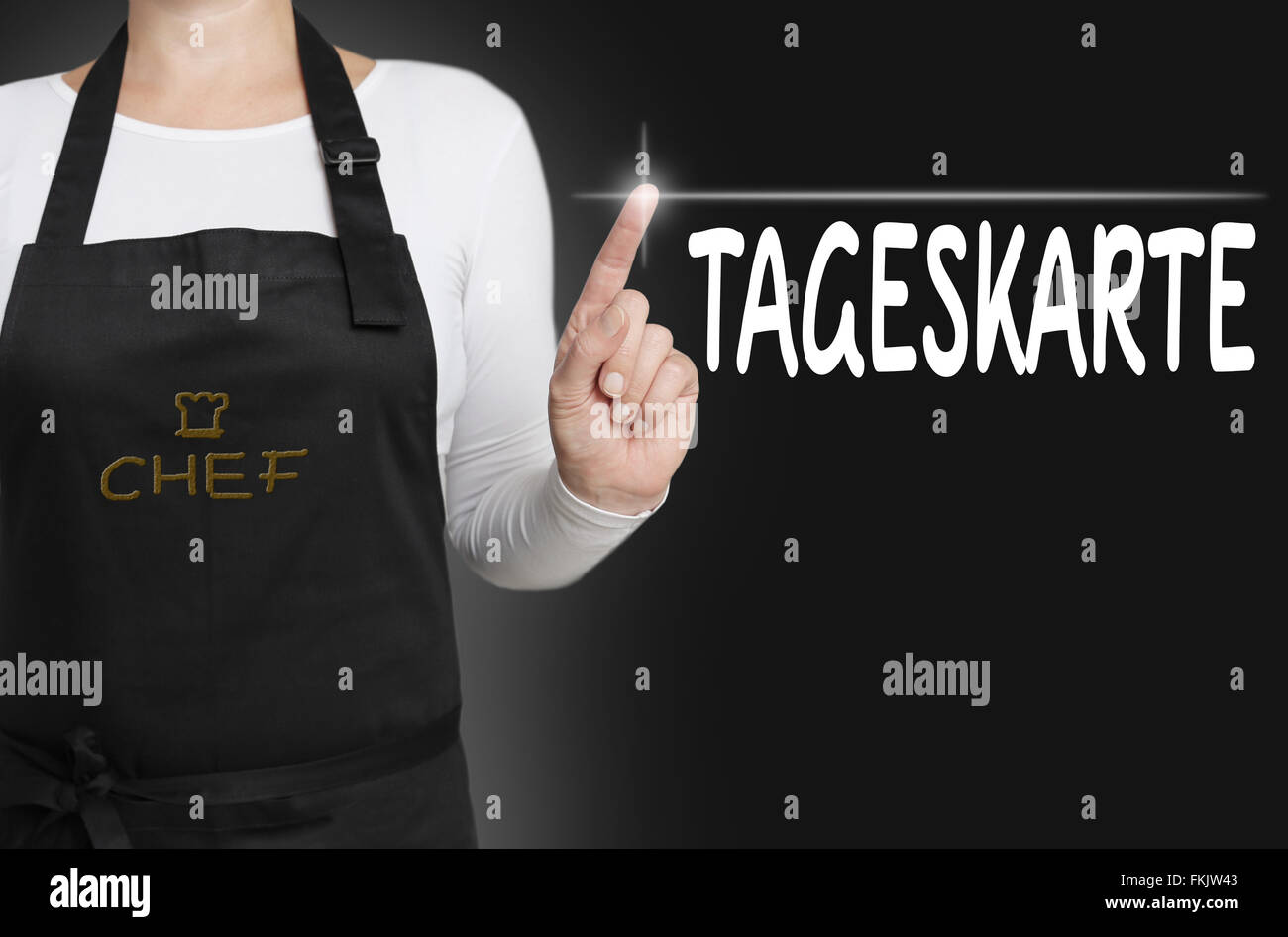 Chef Menü des Tages im deutschen nützlichstes Touchscreen gesteuert. Stockfoto