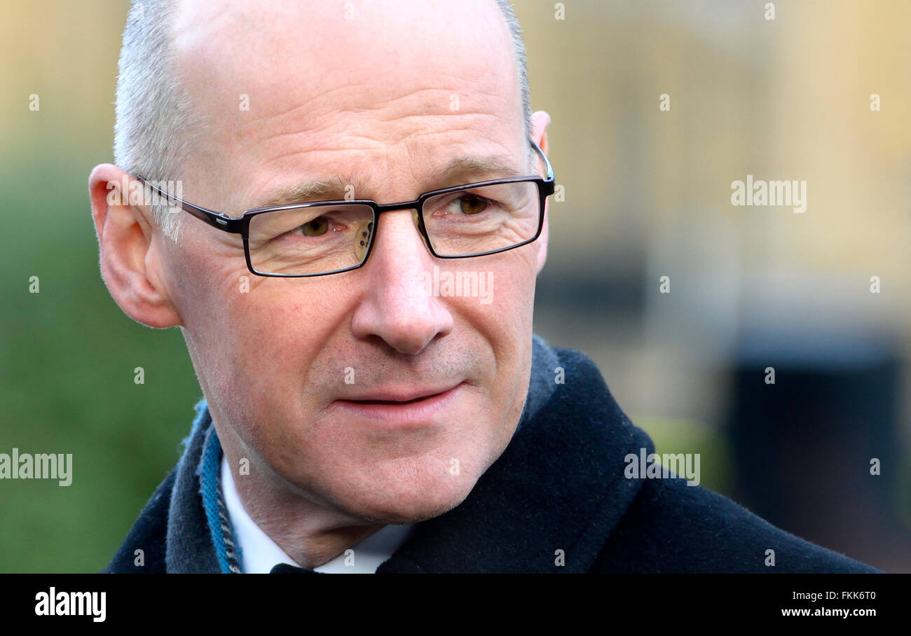 John Swinney MSP (SNP) dem stellvertretenden Ersten Minister von Schottland in London für Tagungen über die Schottische Haushaltsplan 2016 Stockfoto