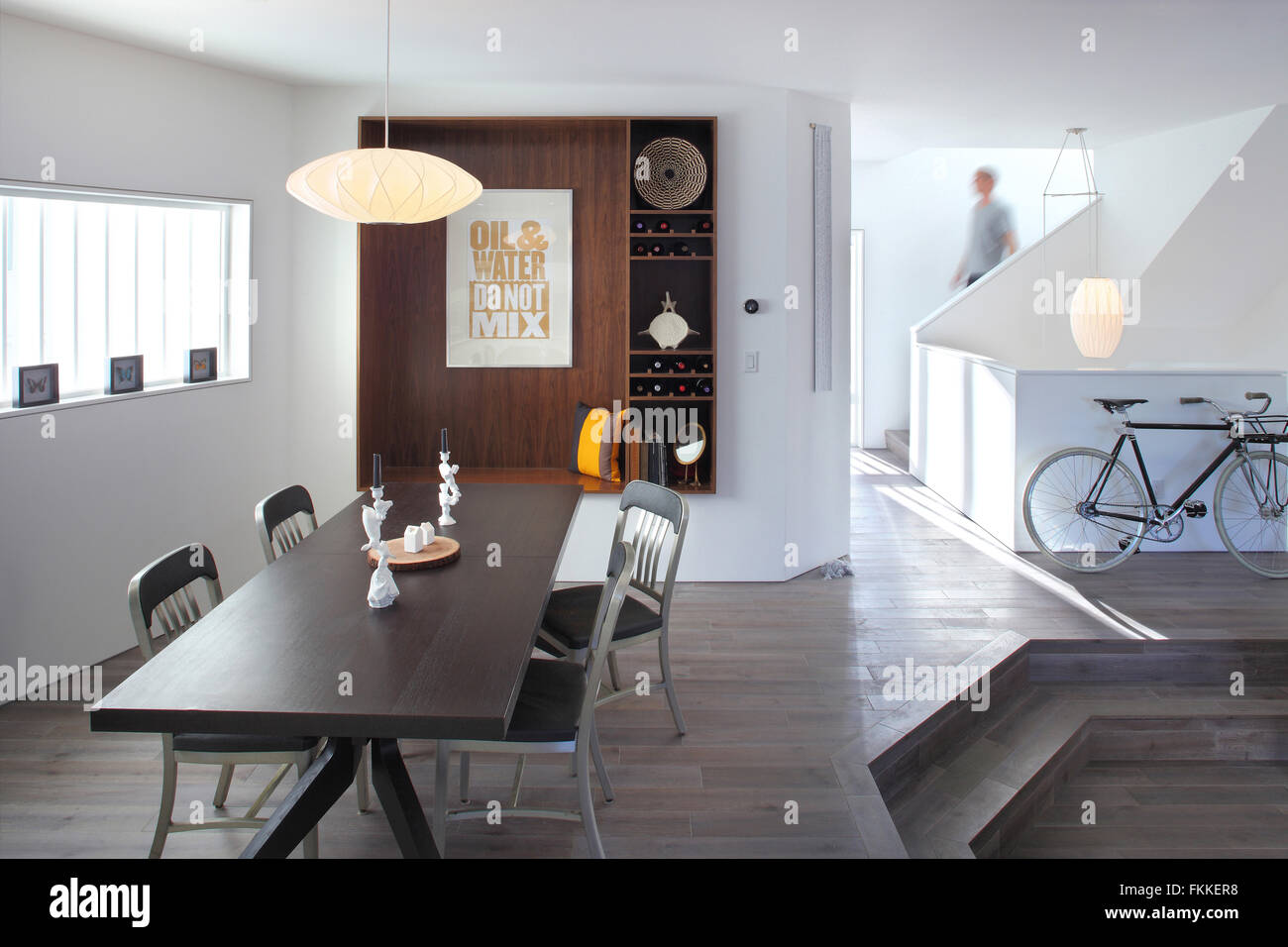 Eine Innenansicht eines Einfamilienhauses in Silver Lake, Kalifornien. Stockfoto