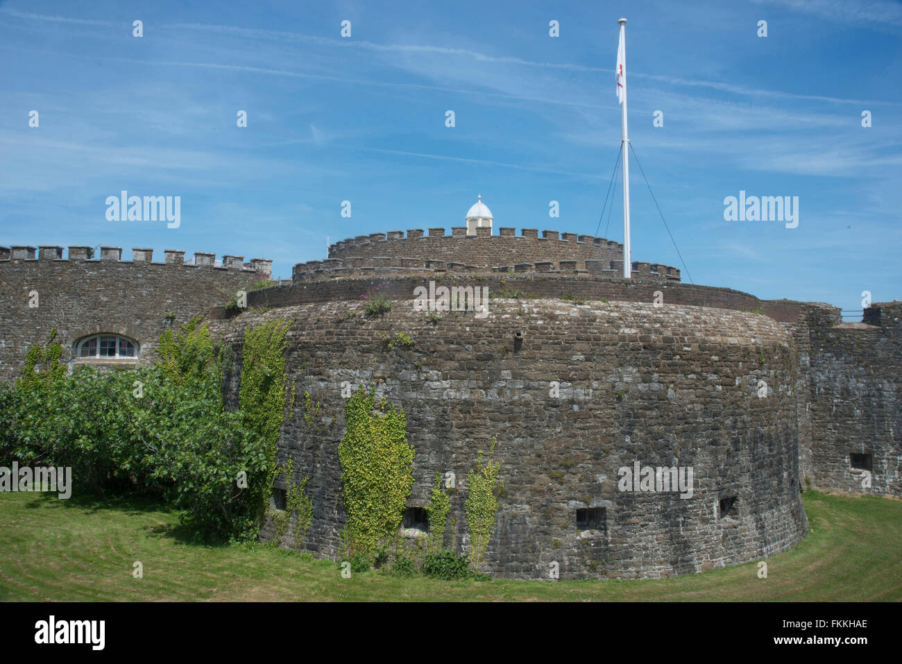 Blick auf Deal Schloss, ein sonniger Tag am kostalen Artillerie Fort. Stockfoto