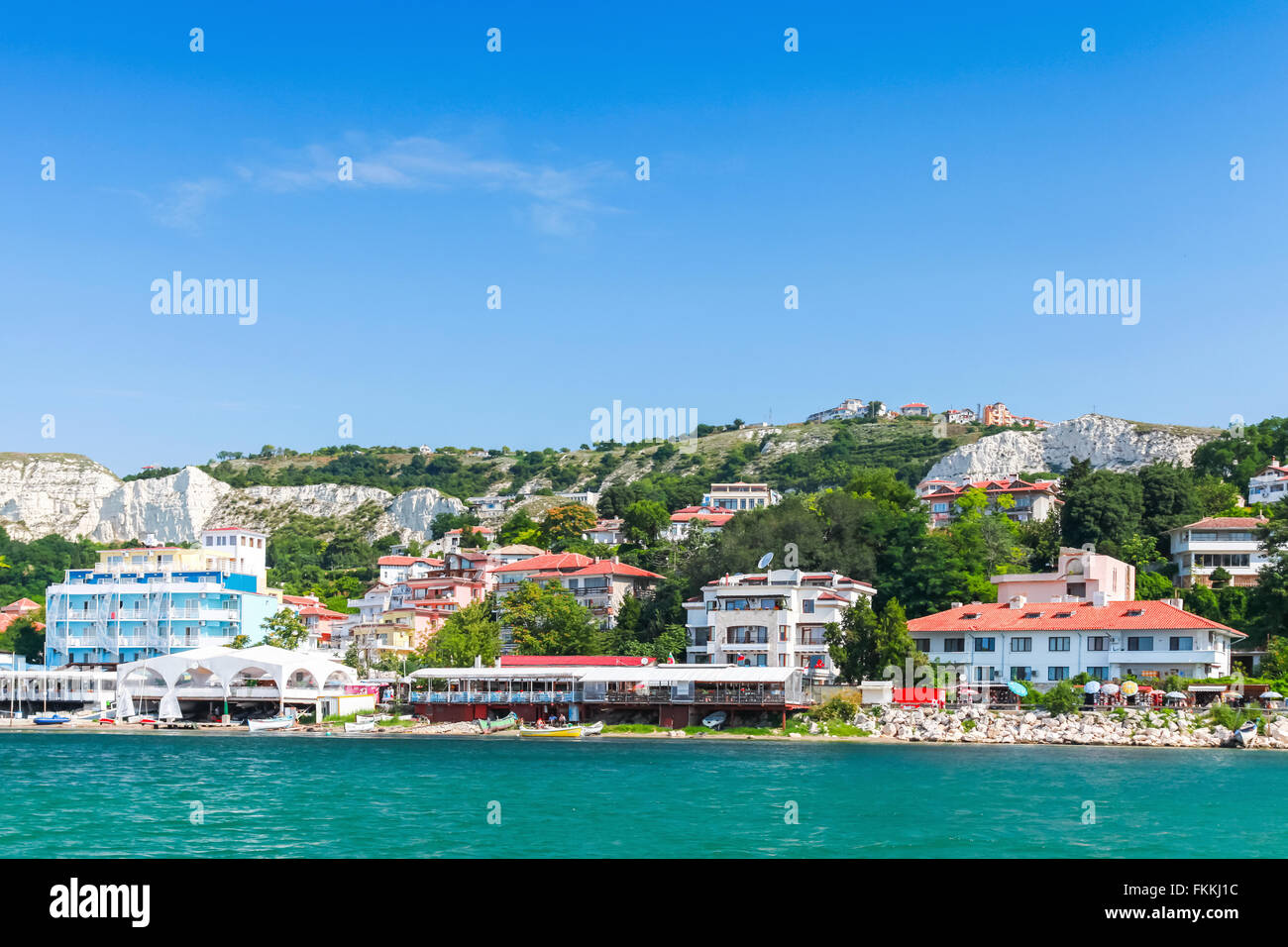 Sommer Stadtbild von Balchik Resort Stadt, die Küste des Schwarzen Meeres, Varna Region, Bulgarien Stockfoto