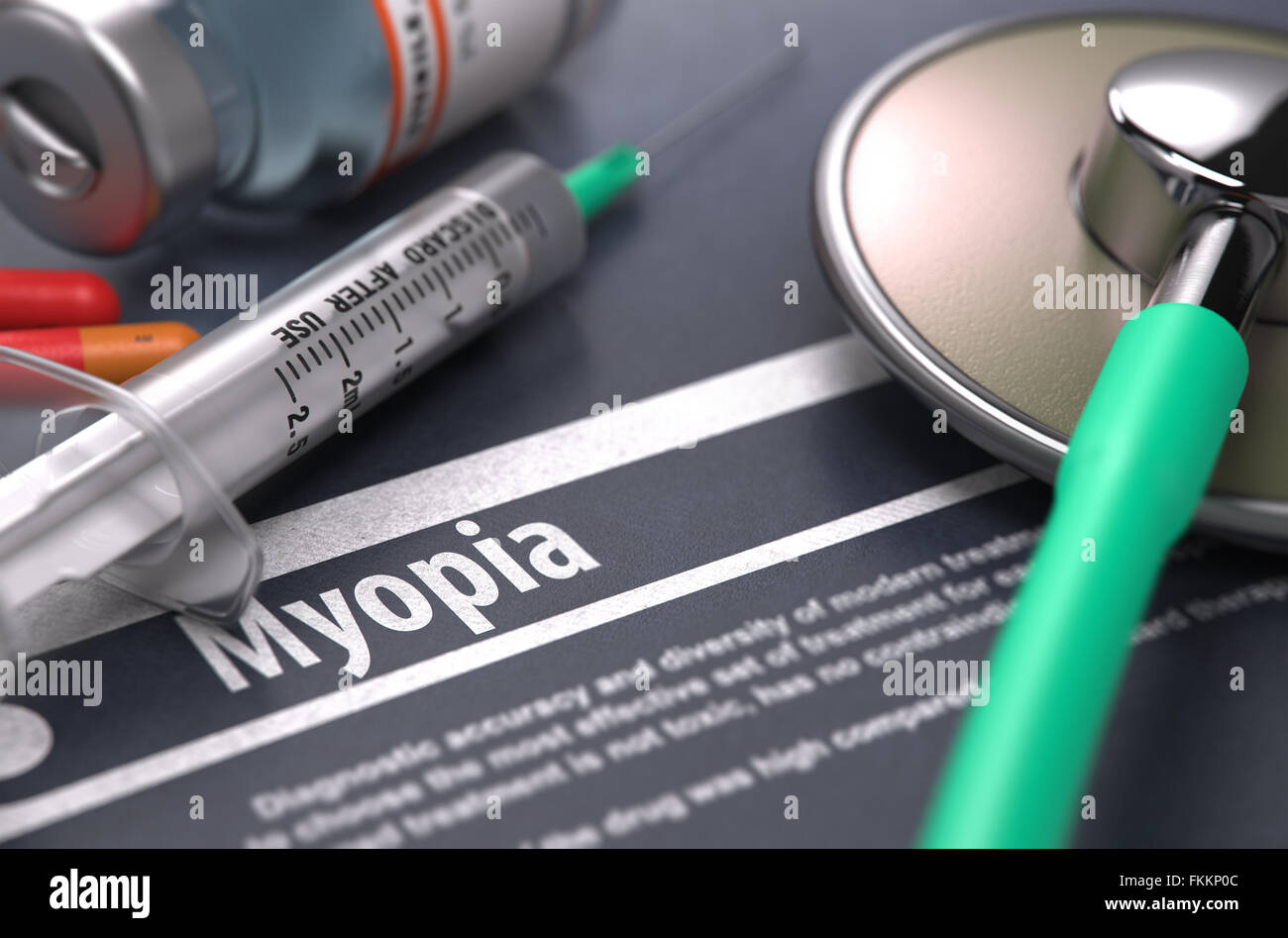 Diagnose - Myopie. Medizinisches Konzept. Stockfoto