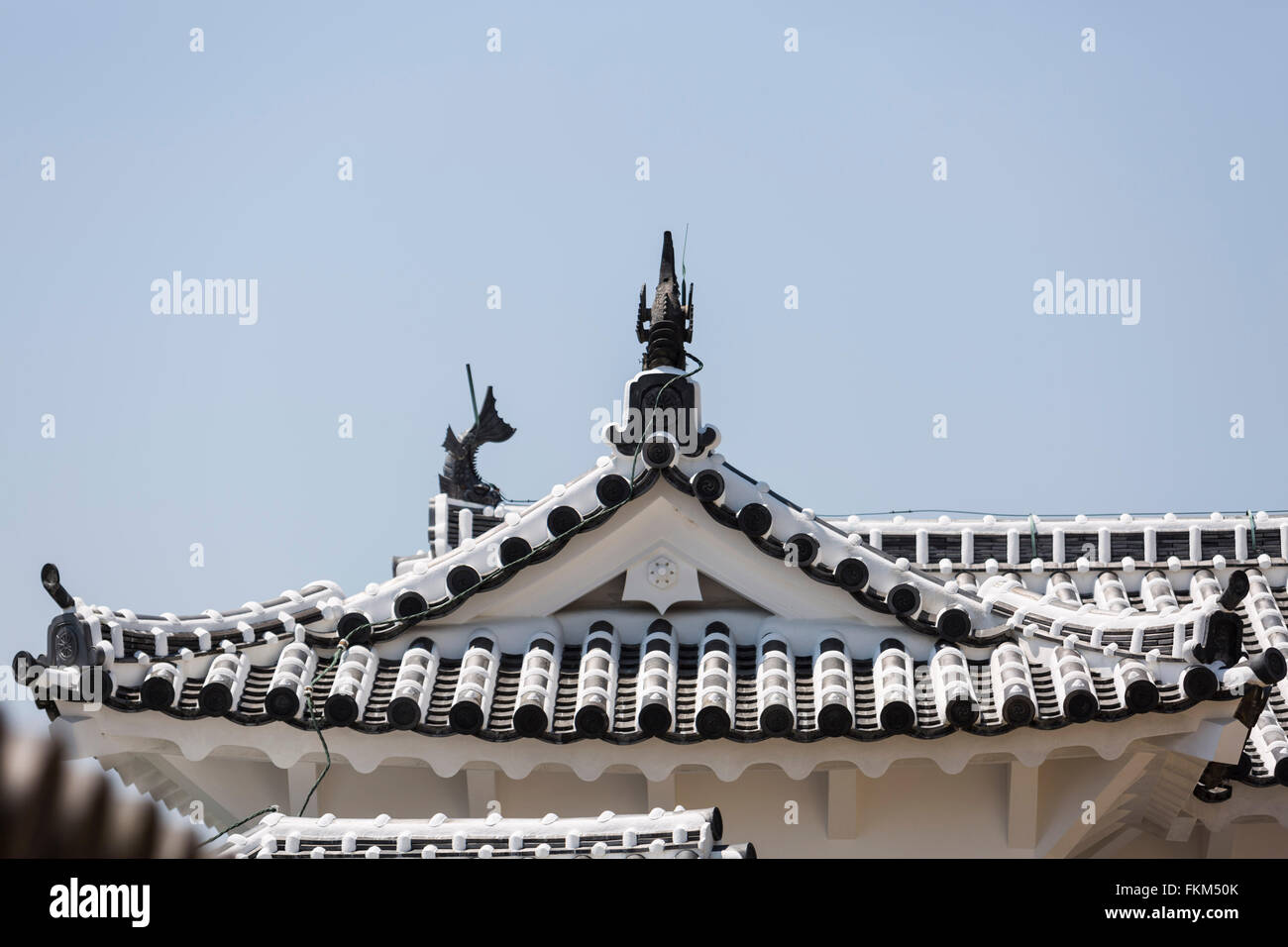 Detail des Daches. Burg Himeji, Präfektur Hyōgo, Japan Stockfoto