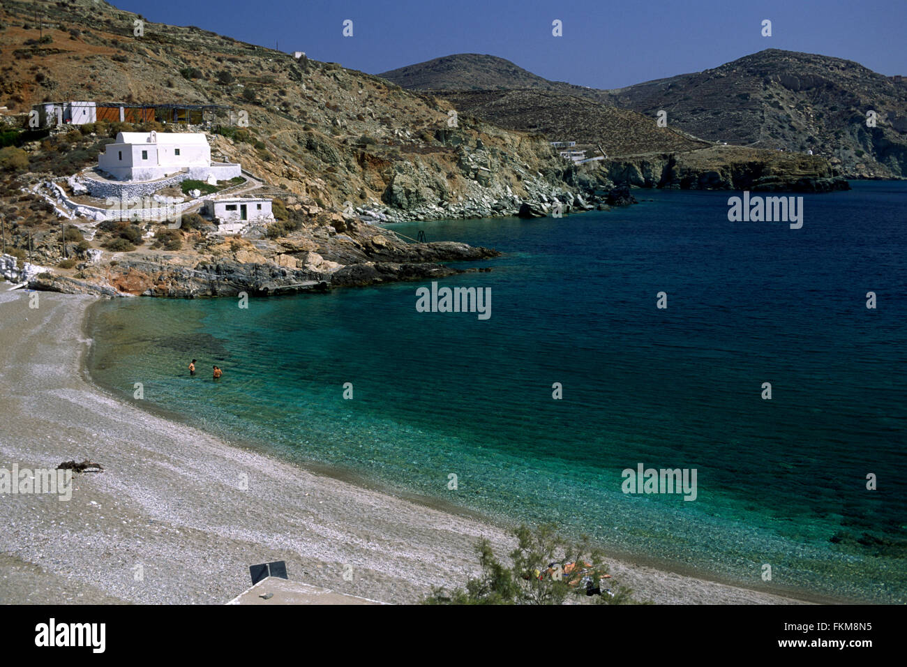 Griechenland, Kykladen, Folegandros, Agios Nikolaos Strand Stockfoto