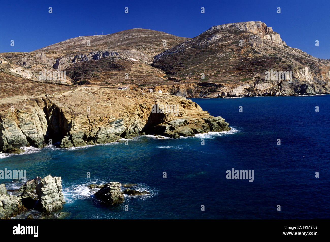 Griechenland, Kykladen, Folegandros, Galifos-Küste Stockfoto