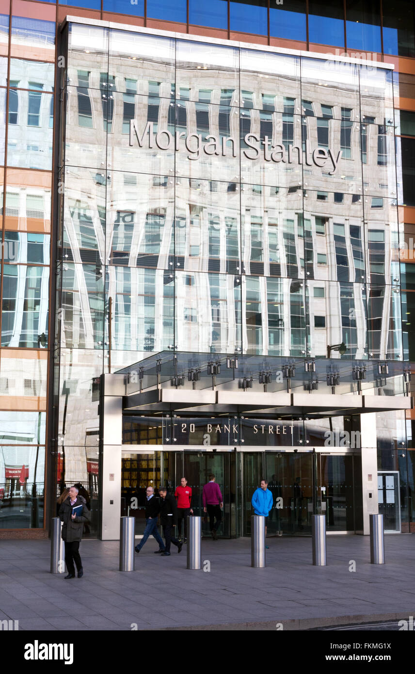 Morgan Stanley Bank Gebäude, Canary Wharf, London UK Stockfoto