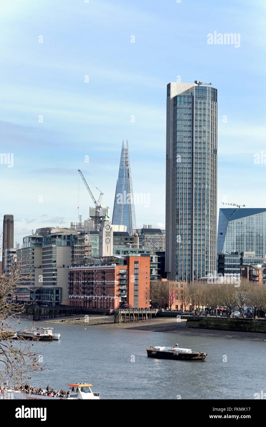 Die Scherbe und Südturm Bank von Fluß Themse London Stockfoto