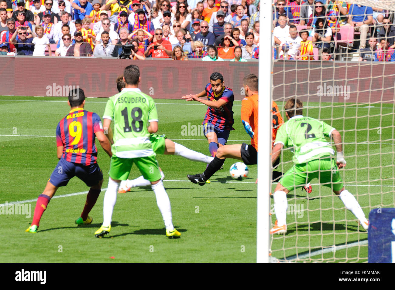 BARCELONA - Mai 03: Pedro Rodriguez (Pedrito) F.C Barcelona-Spieler. Stockfoto