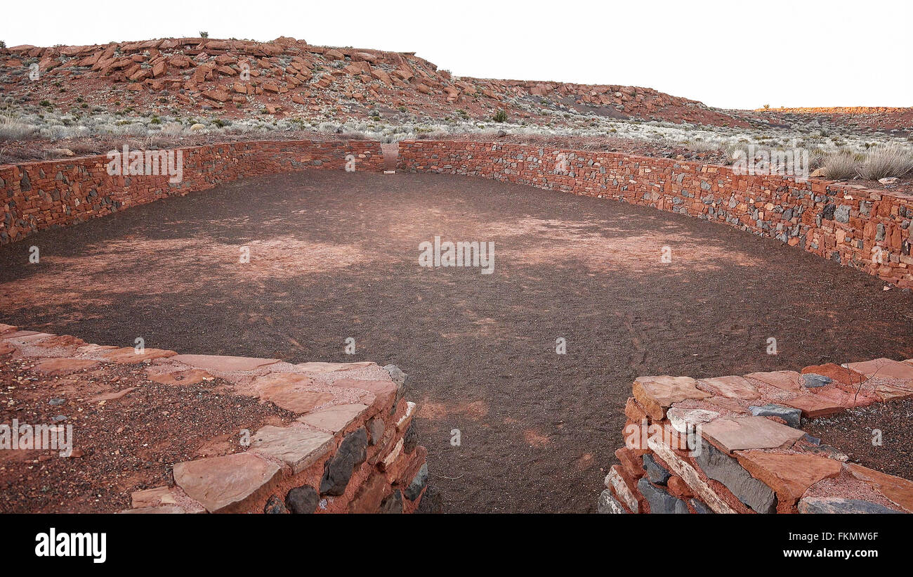 Die zeremonielle Ballspielplatz im Wupatki National Monument in Arizona Stockfoto