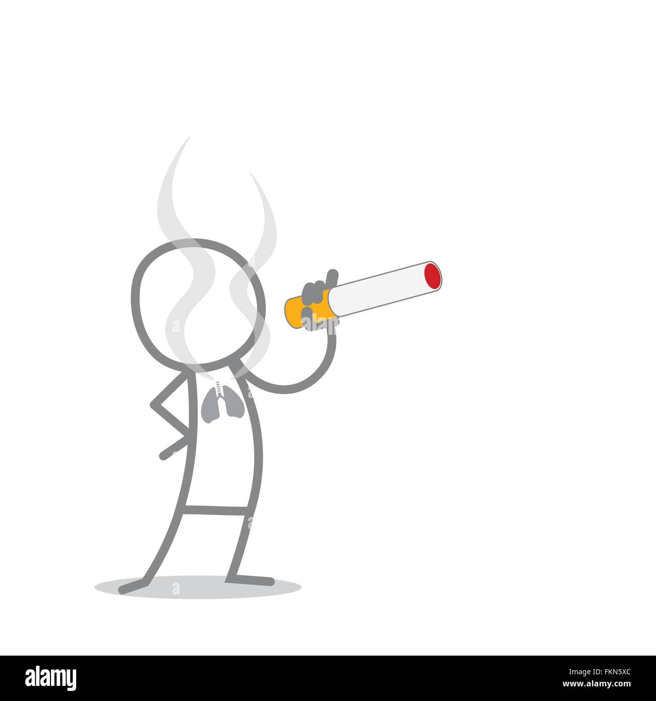 Doodle-Mann rauchte eine Zigarette. Stock Vektor