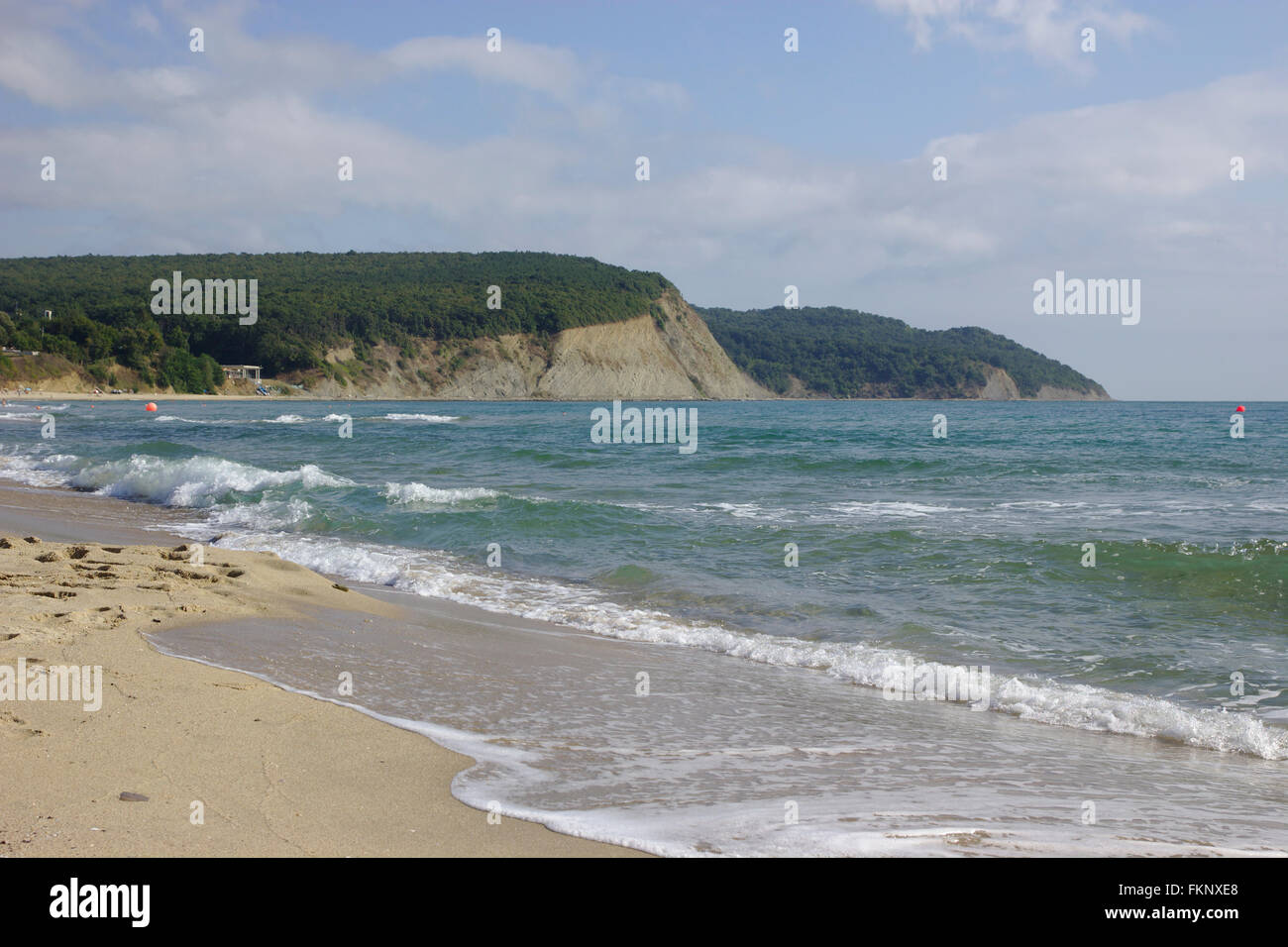 Irakli Strand, Schwarzmeer-Küste nördlich von Nessebar, Bulgarien Stockfoto