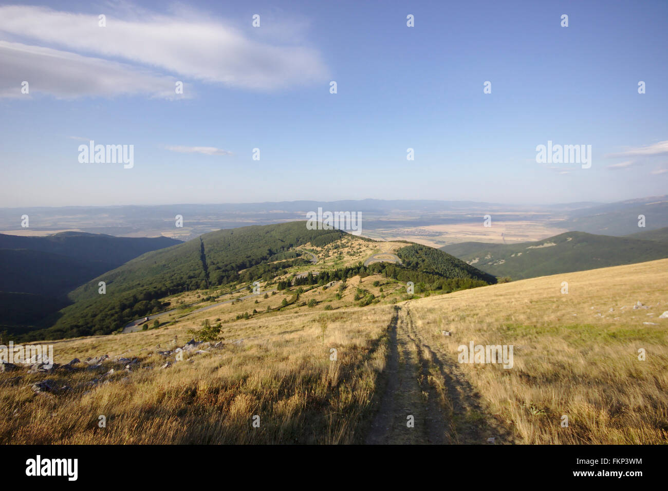 Blick vom Mount Buzludzha in Morgen Licht, Zentralbalkan Bulgarien Stockfoto