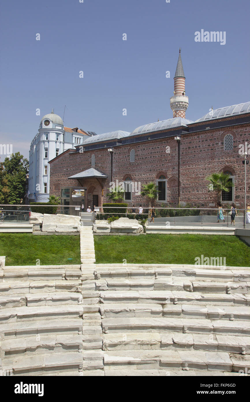 Plovdiv, Überreste der römischen Stadion und Dzhumaya Moschee, Bulgarien Stockfoto