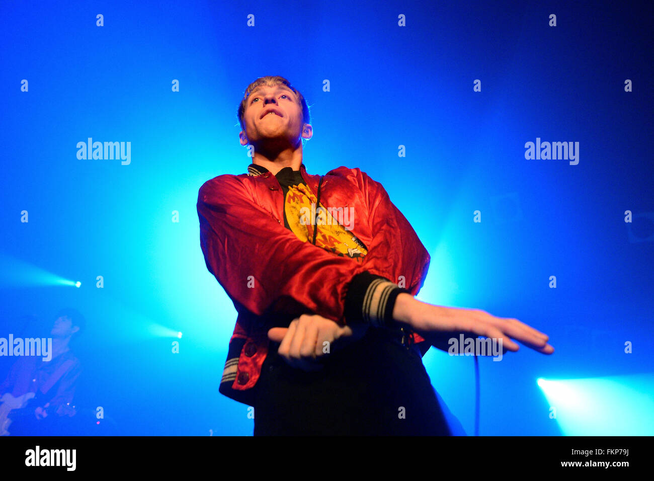 BARCELONA - NOV 23: The Drums (Indie-pop-Band) führt bei Heineken Primavera Sound Festival 2014 (PS14). Stockfoto