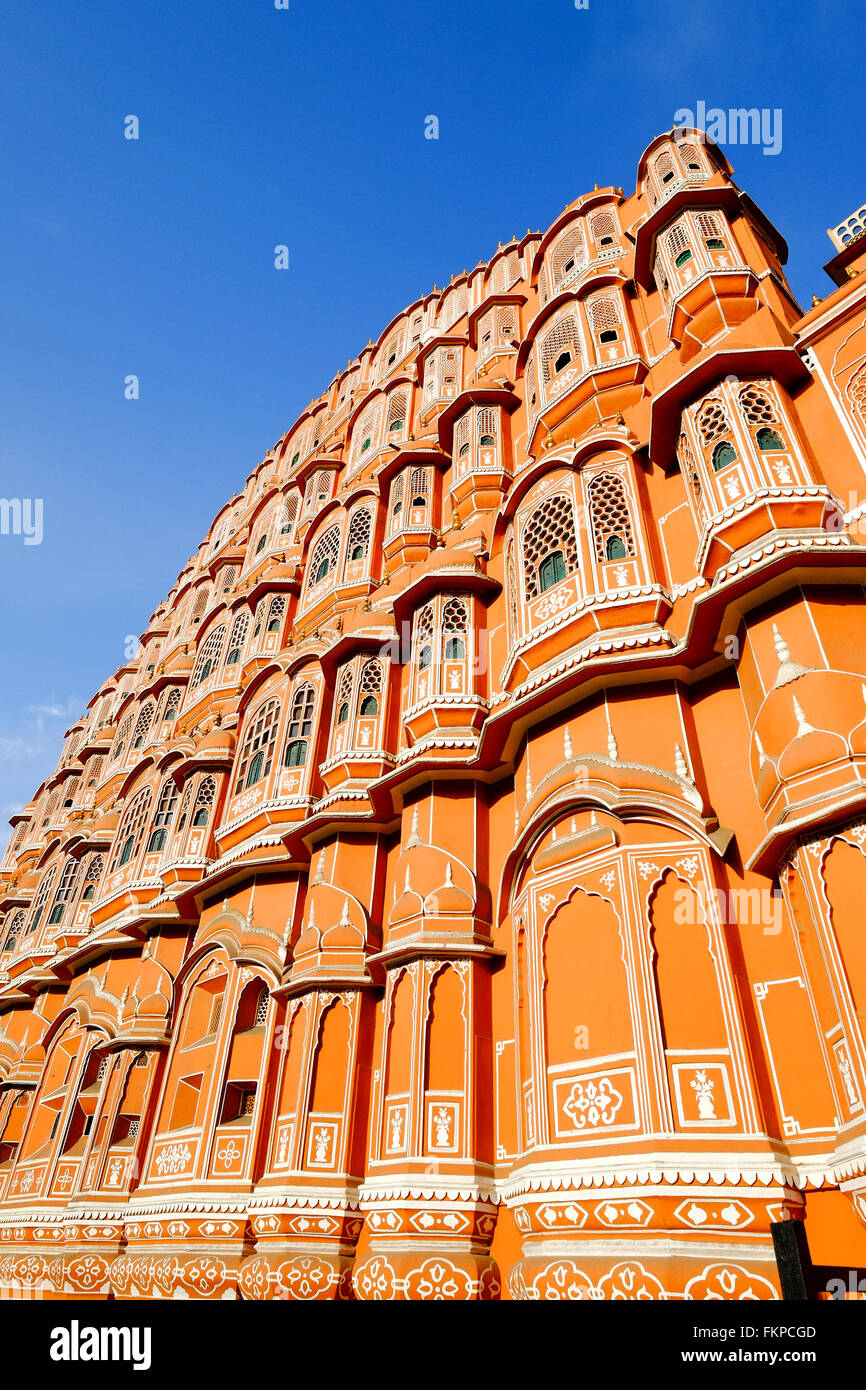 Hawa Mahal Palast (Palast der Winde) in Jaipur, Rajasthan, Indien. Rajasthan Indien Wahrzeichen. Stockfoto