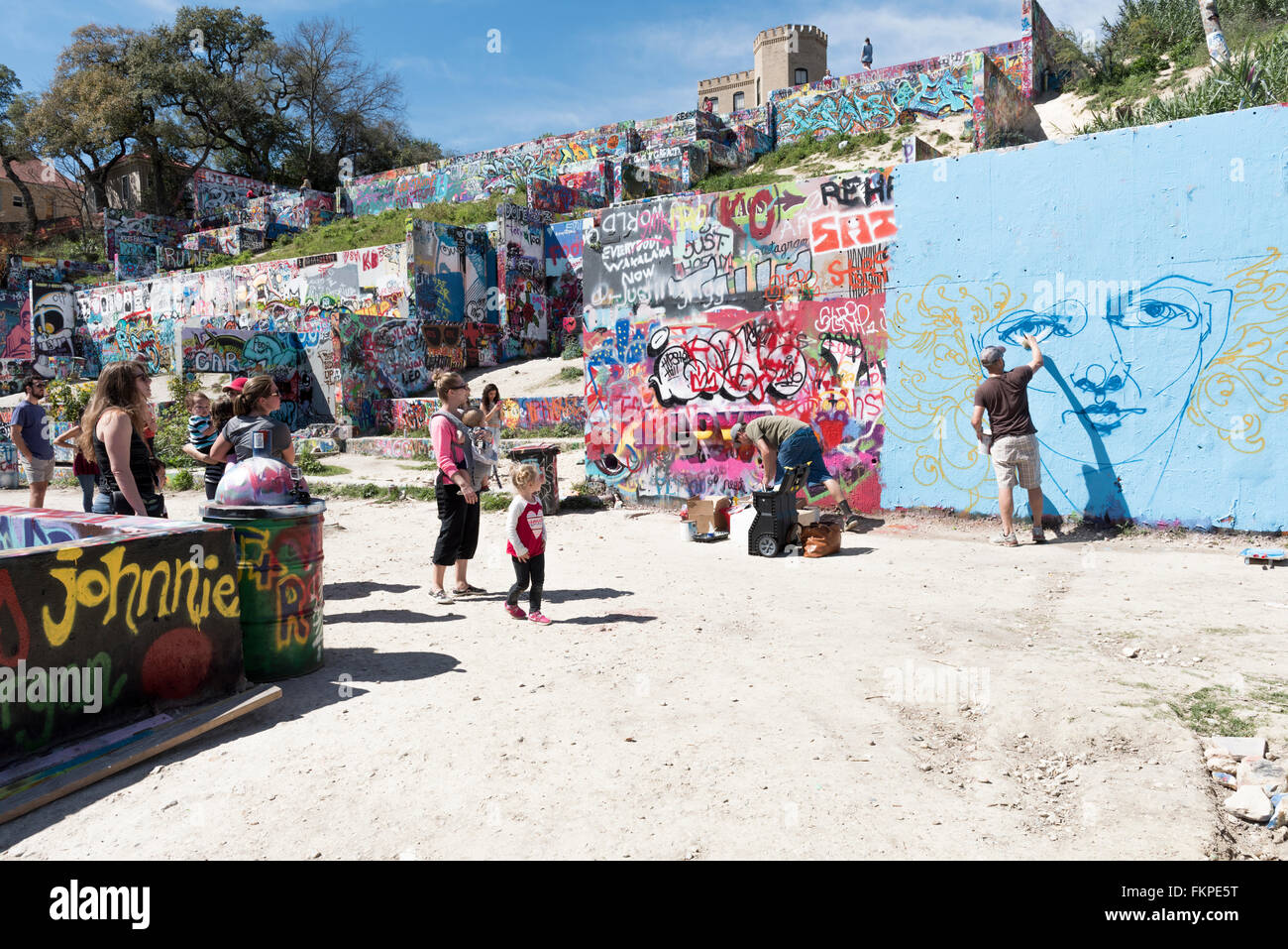 Graffiti-Park in Austin, Texas, Vereinigte Staaten von Amerika Stockfoto