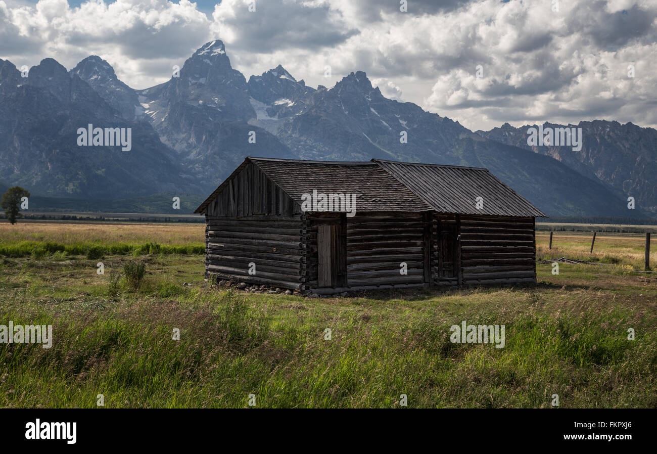 Alte rustikale Hütte in Wyoming Stockfoto