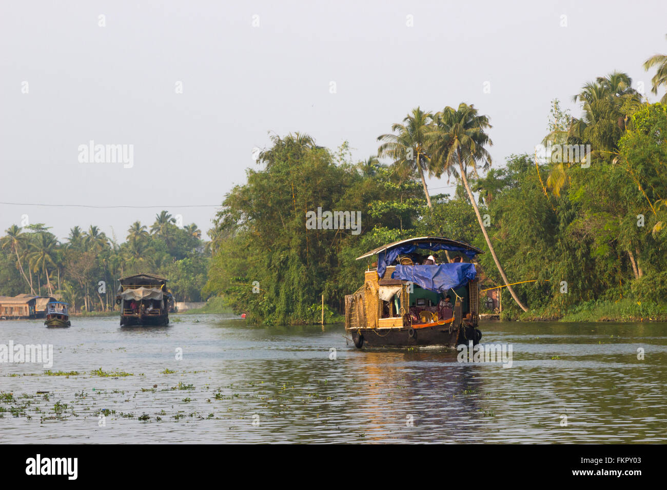 Kerala Hausboote, Kettuvalloms (Riceboats) Stockfoto