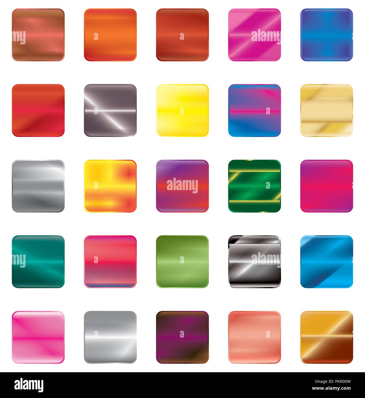 Satz von gradient Schaltflächensymbole für Ihr Design. Vektor-Illustration. Tasten mit Metall und Neon-Effekt. Leere Felder. Stock Vektor