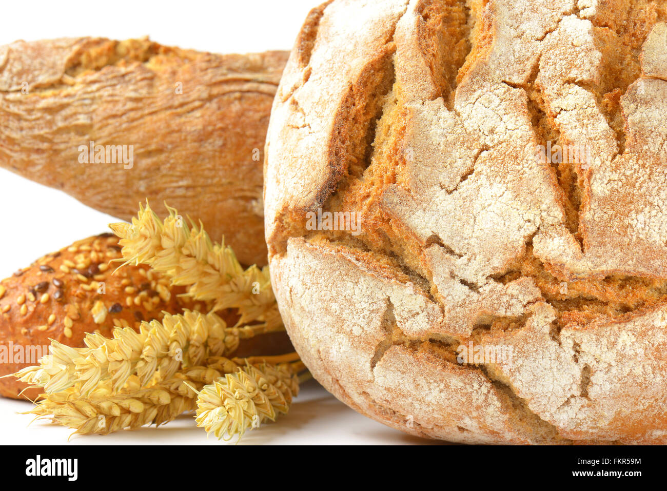 Detail von frisch gebackenem Brot und baguettes Stockfoto
