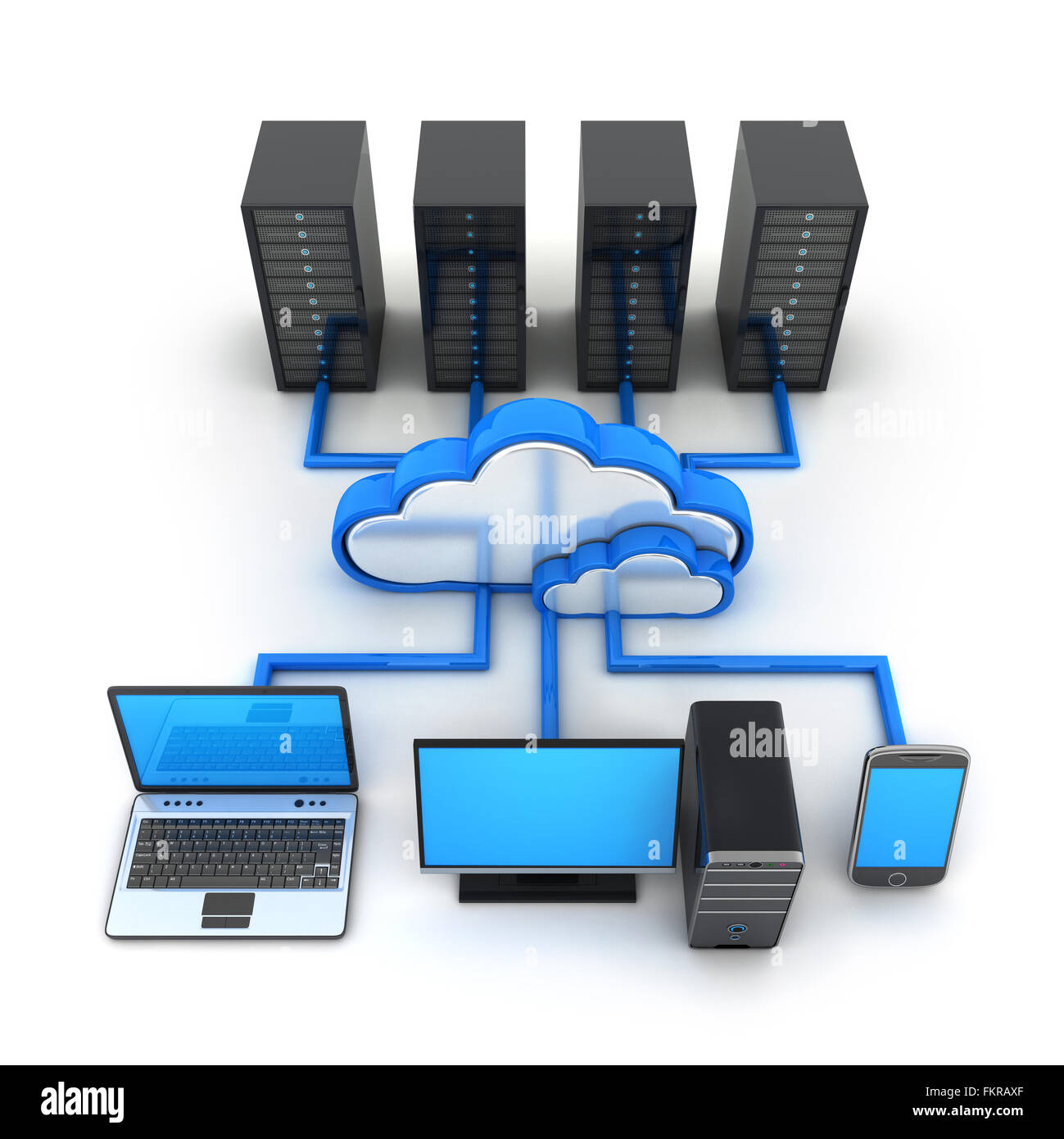 Abstrakte Cloud-Speicher (durchgeführt in 3d) Stockfoto