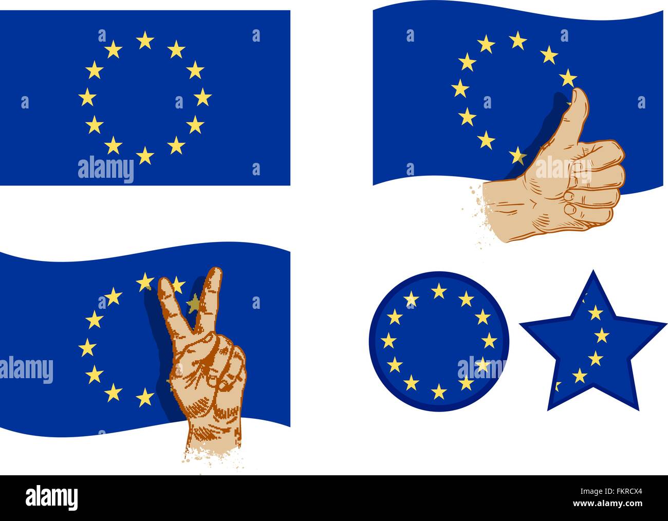 Europäischen Union Flag Icons Set. Vektor-illustration Stock Vektor