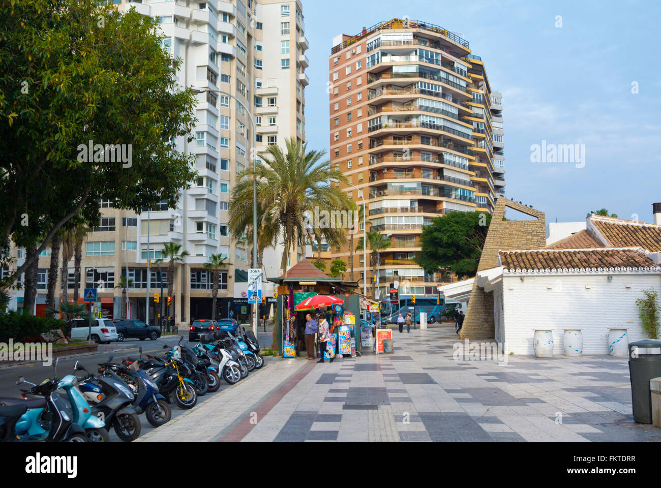 Paseo Marítimo Pablo Ruiz Picasso, Strandpromenade, Malaga, Andalusien, Spanien Stockfoto