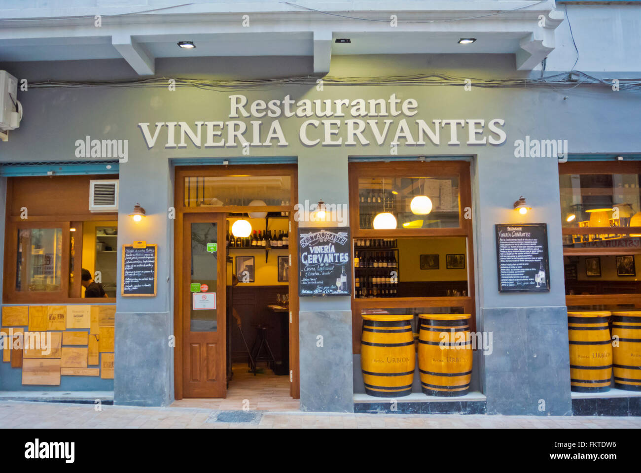 Restaurante Vineria Cervantes, Malaga, Andalusien, Spanien Stockfoto