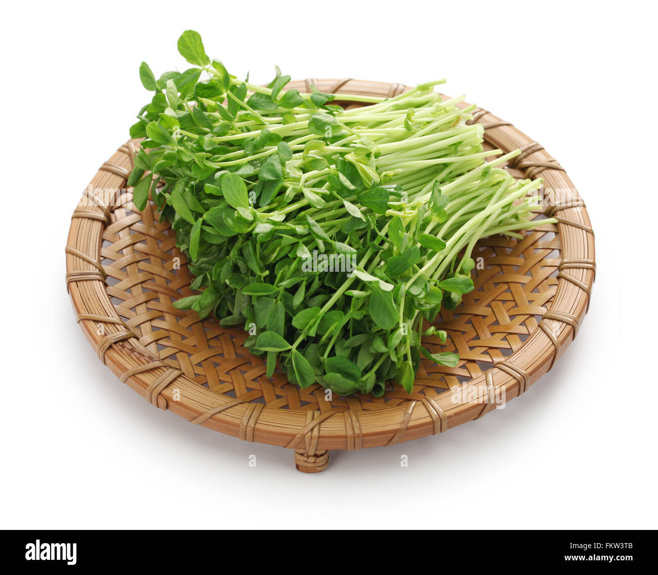 Erbsensprossen auf Bambus-Sieb, chinesische Gemse Stockfotografie - Alamy