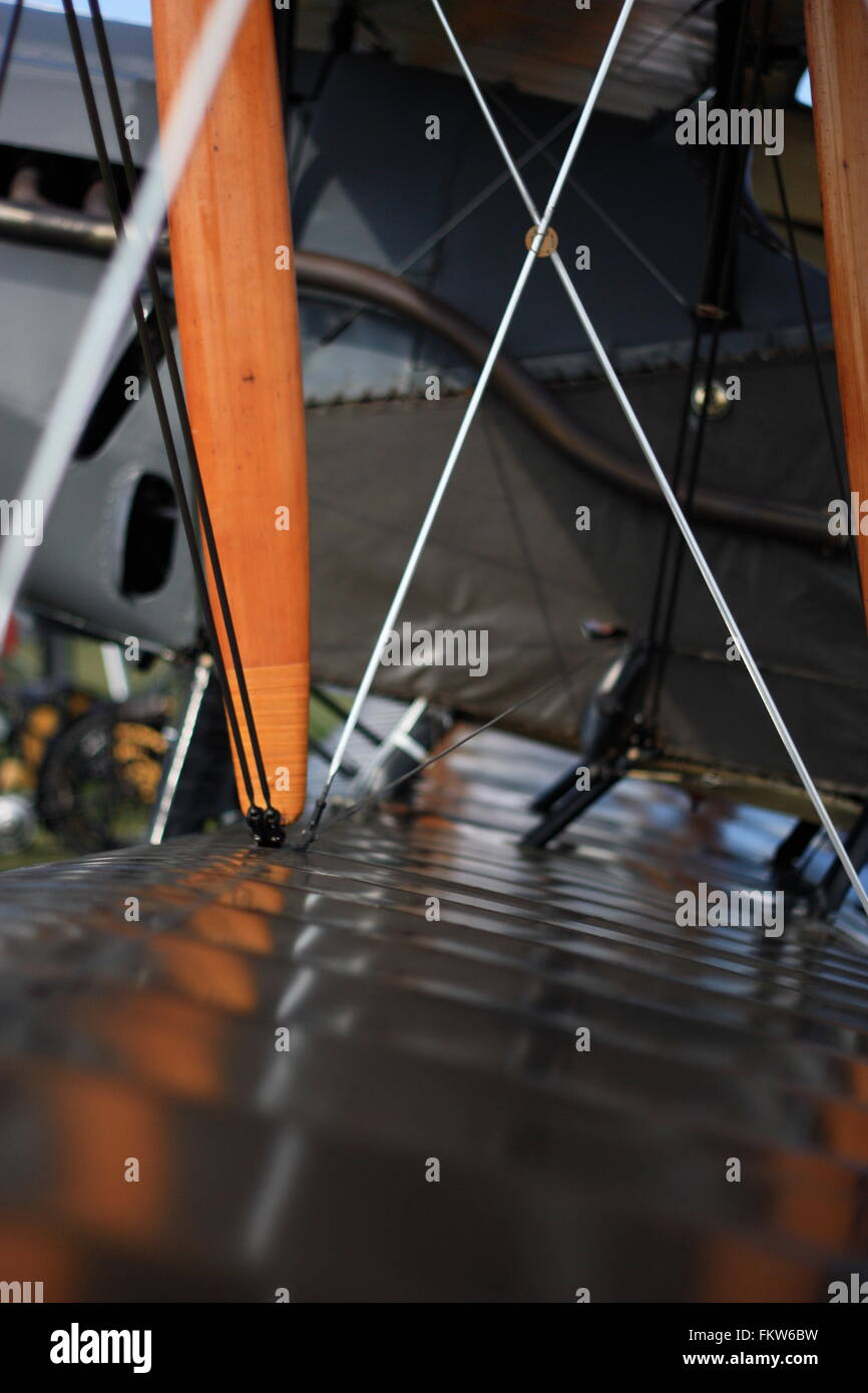 Holz und Segeltuch Detail eines 1917 F.2b Bristol Kämpfer in Old Warden Stockfoto