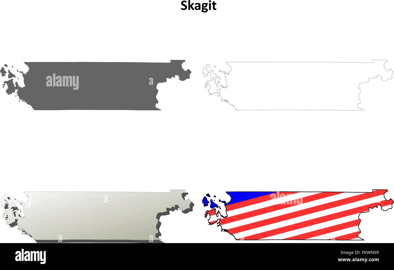 Skagit County, Washington Umriss Karte gesetzt Stock Vektor