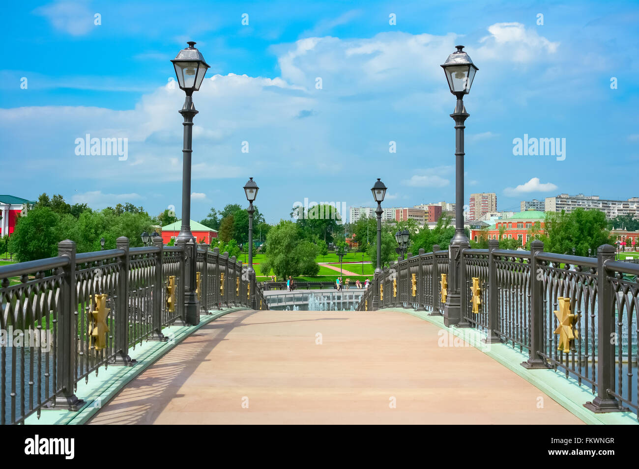 Brücke in Zarizyno Park, Moskau, Russland, Osteuropa Stockfoto