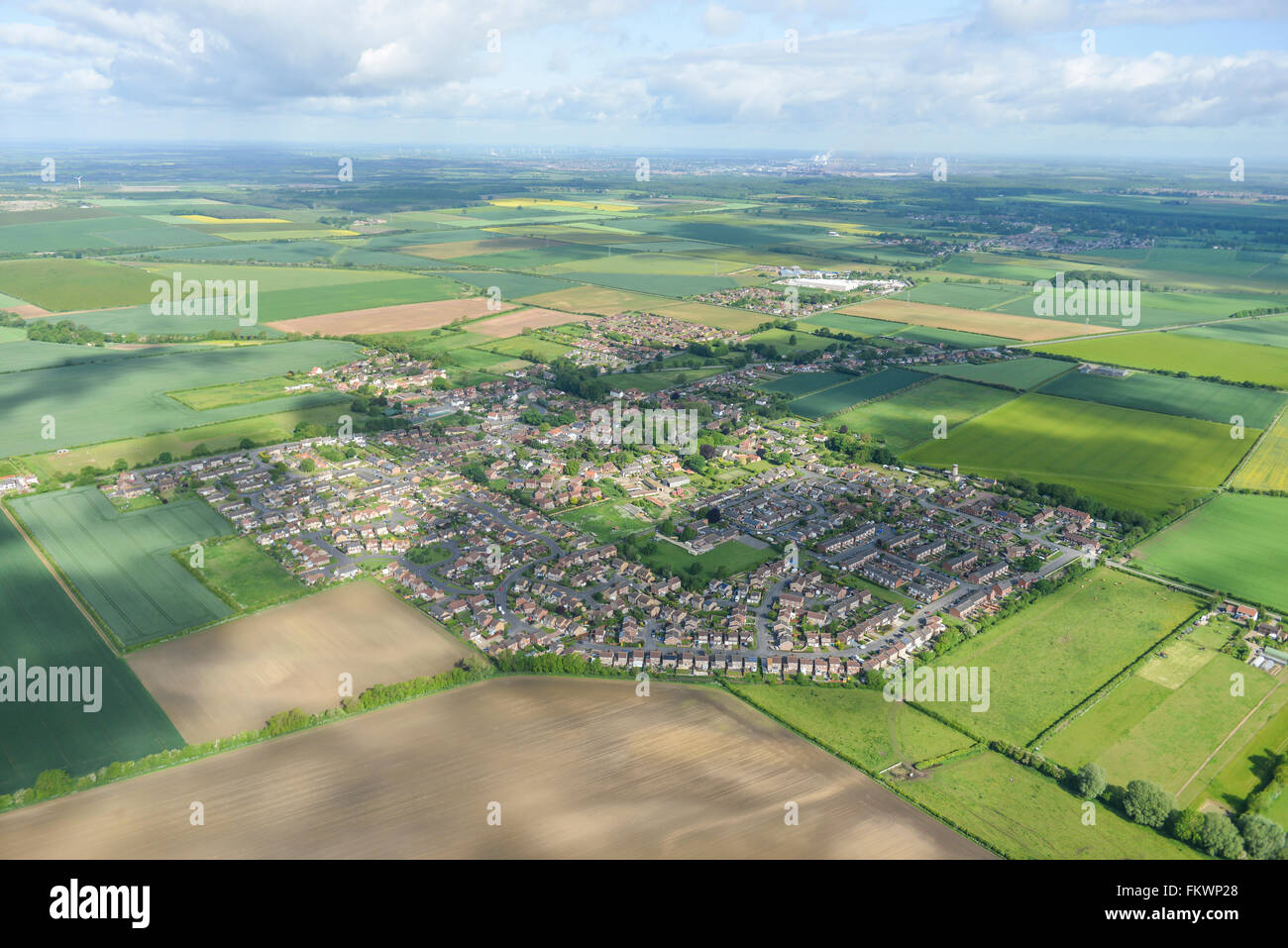 Eine Luftaufnahme von North Lincolnshire Dorf von Hibaldstow Stockfoto