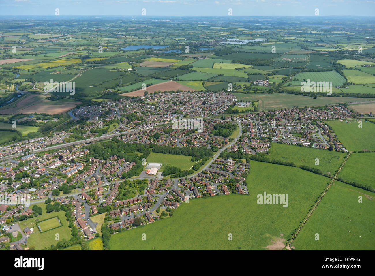 Eine Luftaufnahme von Staffordshire Dorf von Handsacre Stockfoto