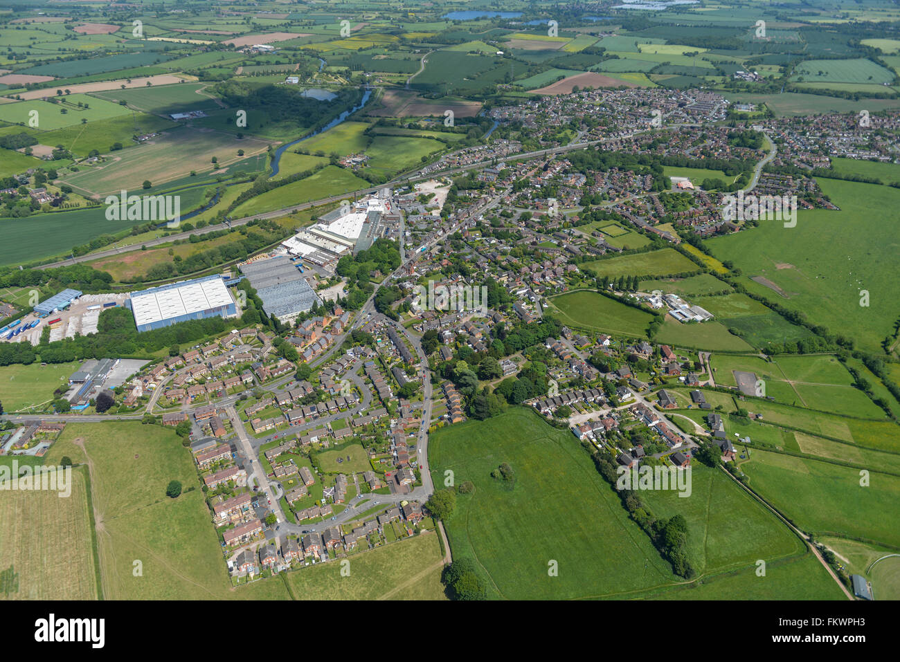 Eine Luftaufnahme von Staffordshire Dorf von Handsacre Stockfoto