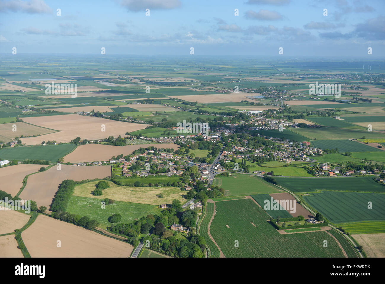 Eine Luftaufnahme des Dorfes Gosberton und Lincolnshire Umland Stockfoto