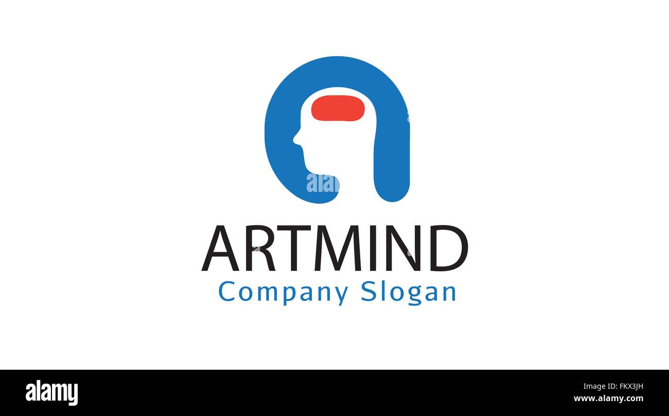 Kreatives blaues menschliches Gehirn Kopf Logo Vektor Symbol Symbol Symbol Stock Vektor