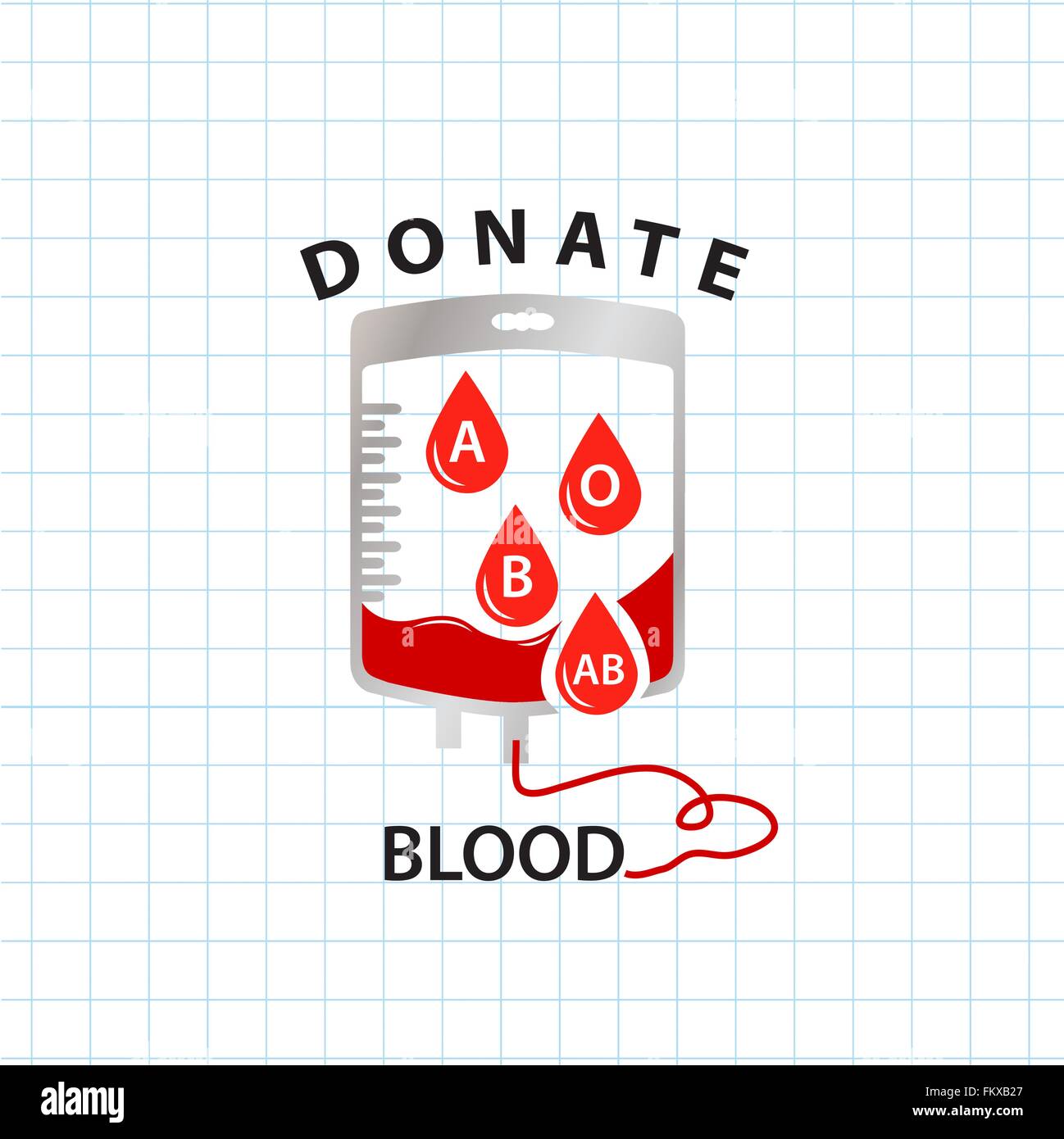 Spenden Sie Blut-Konzept mit Tasche Blut- and -drop Blutgruppe Stock Vektor