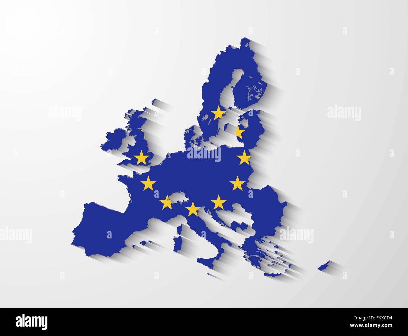 Europäischen Union Karte mit Flagge und Schatten-Effekt Stock Vektor