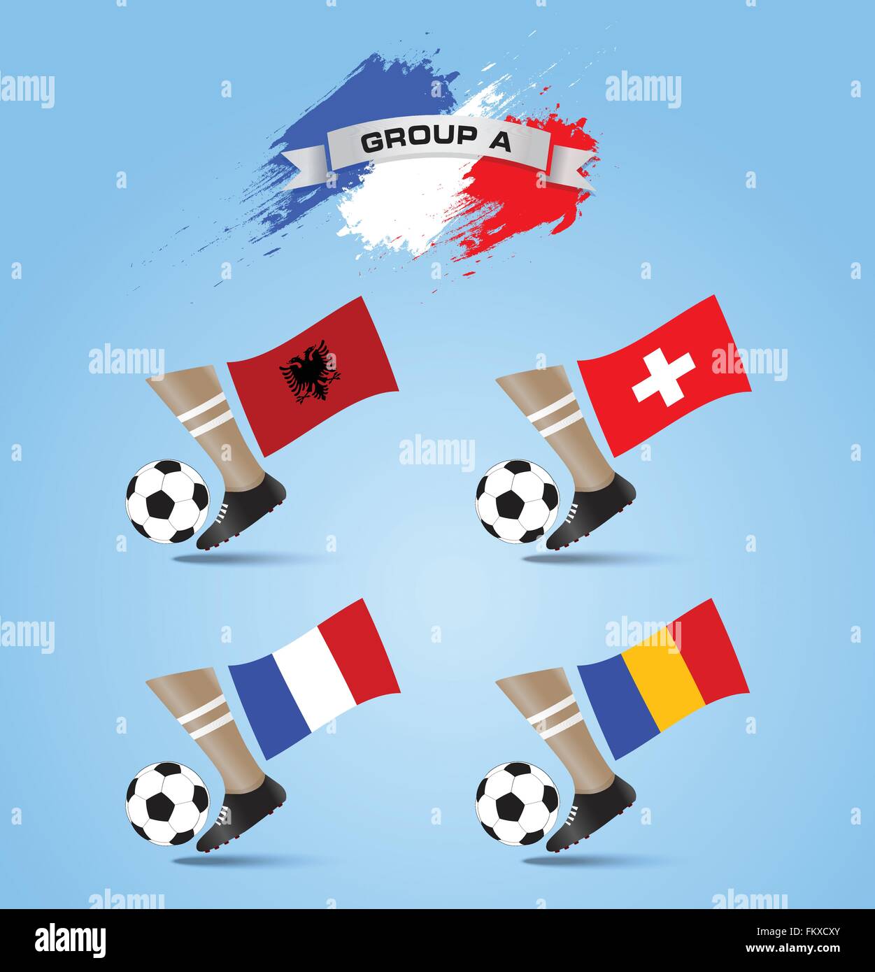 Frankreich 2016 Soccer Championship Finale Turnier Gruppe A Stock Vektor