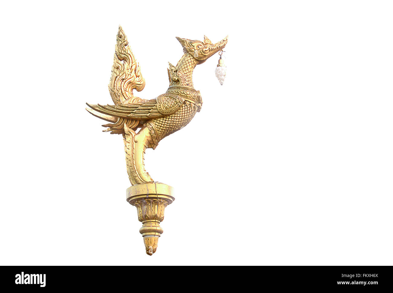 Goldenen Schwan von Thais antiken Stil Laterne weißen Hintergrund. Stockfoto