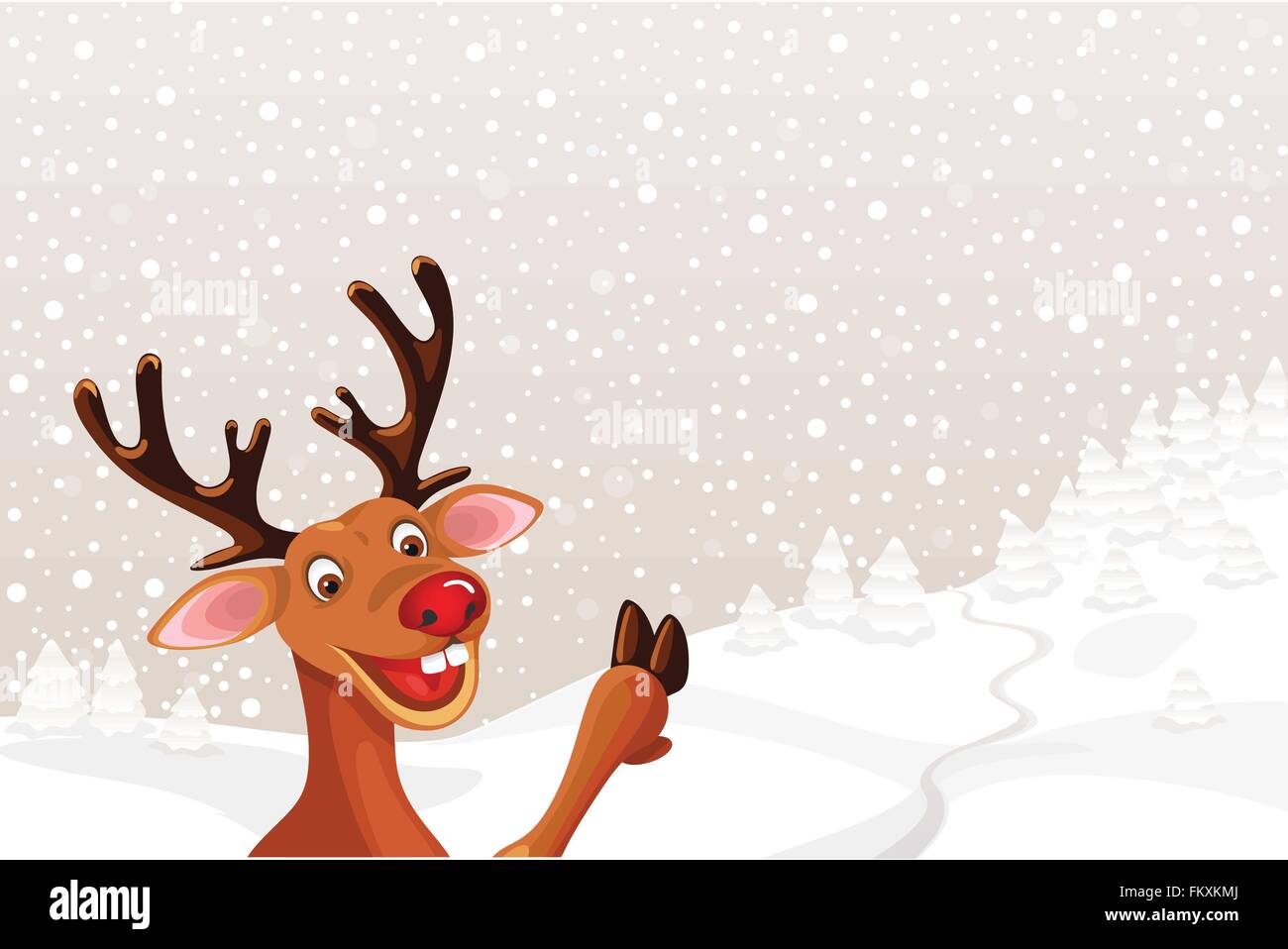 Rentier mit textfreiraum Weihnachten Landschaft Schneeflocke pastellfarbenen Hintergrund Stock Vektor