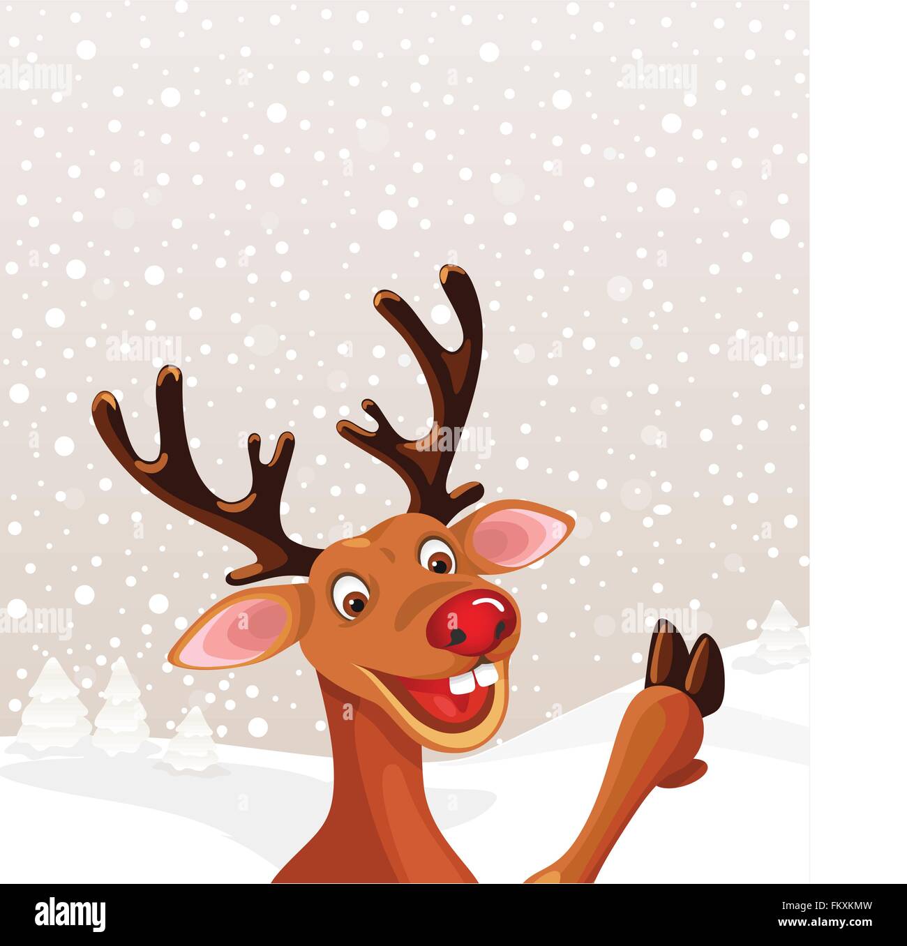 Rentier mit textfreiraum Weihnachten Landschaft Schneeflocke pastellfarbenen Hintergrund Stock Vektor