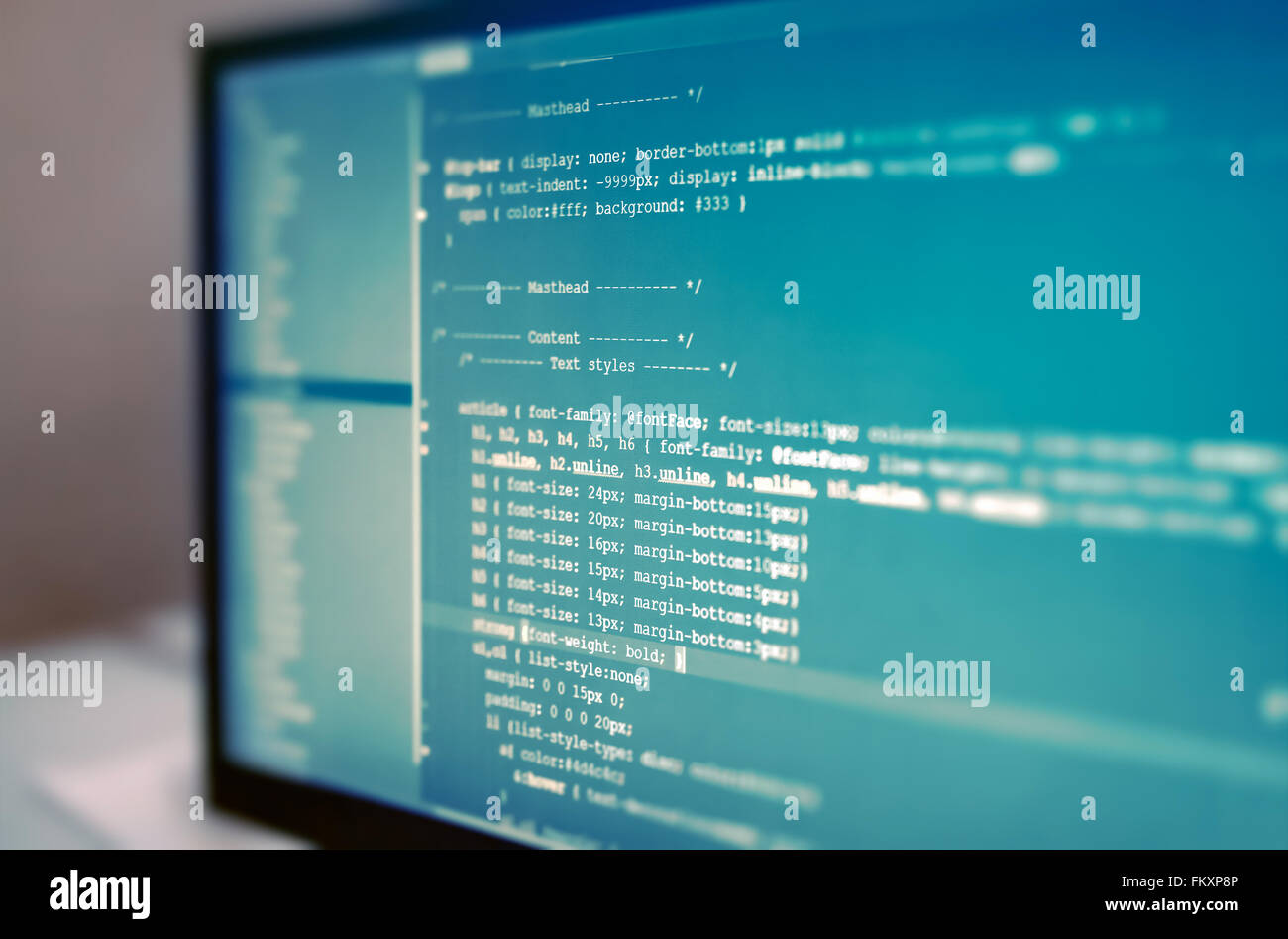 Web-Site Codes auf Computer-Monitor. Stockfoto