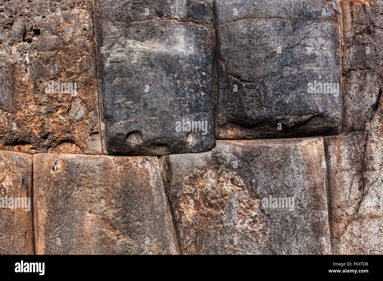 Steinen in einer alten Mauer der Inkas Stockfoto