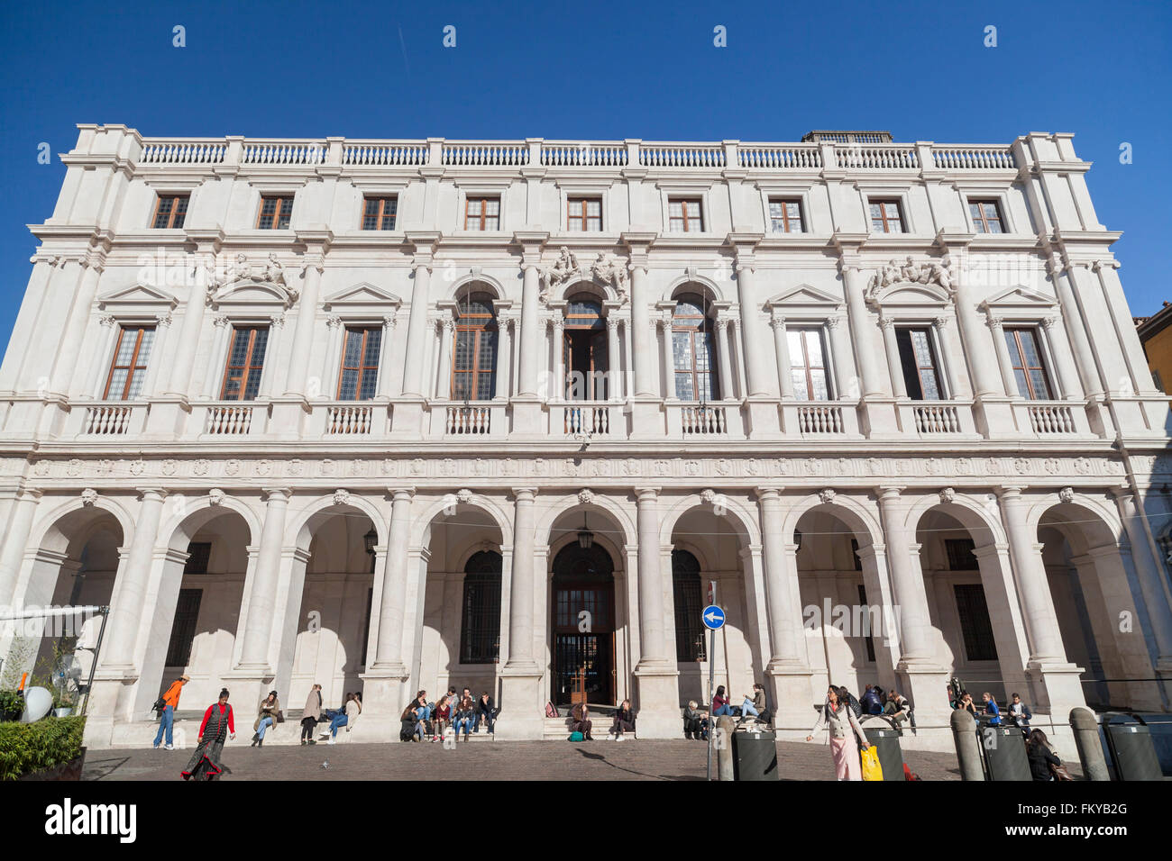 Palazzo Nuovo, Gastgeber Biblioteca Civica Angelo Mai, Città Alta, Bergamo, Lombardei, Italien. Stockfoto