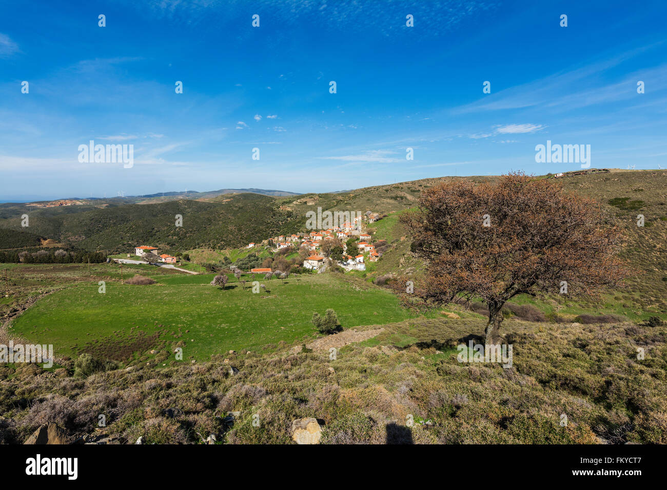 Landschaft mit kleinen Dorf Stockfoto
