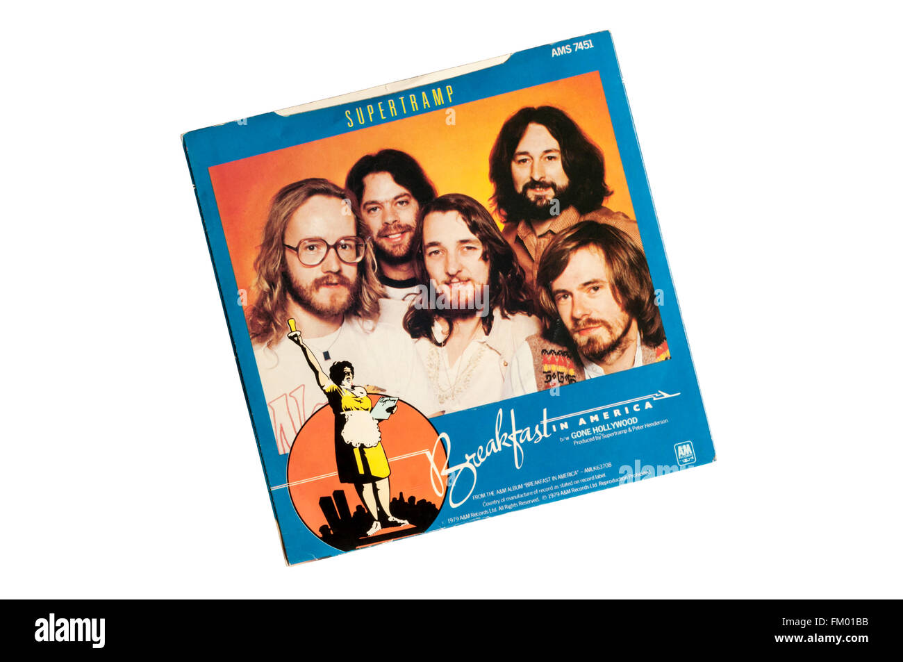 Frühstück in Amerika war der Titelsong von Supertramp 1979 Album des gleichen Namens. Das Foto zeigt die Rückseite der Single. Stockfoto