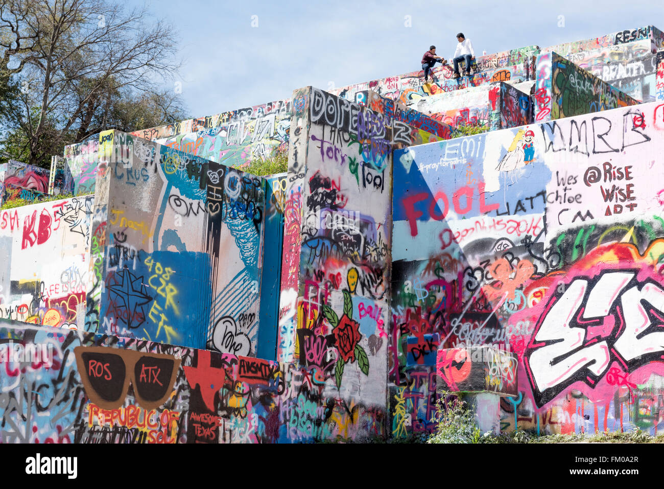 Austin-Graffiti-Park, Schlossberg, Austin, Texas, USA Stockfoto