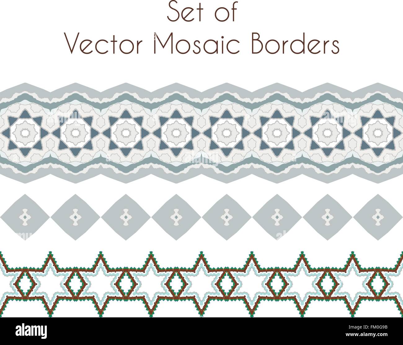 Satz von Vektor-exquisite filigrane Grenzen oder Pinsel Stil Mosaiken und inlay Stock Vektor
